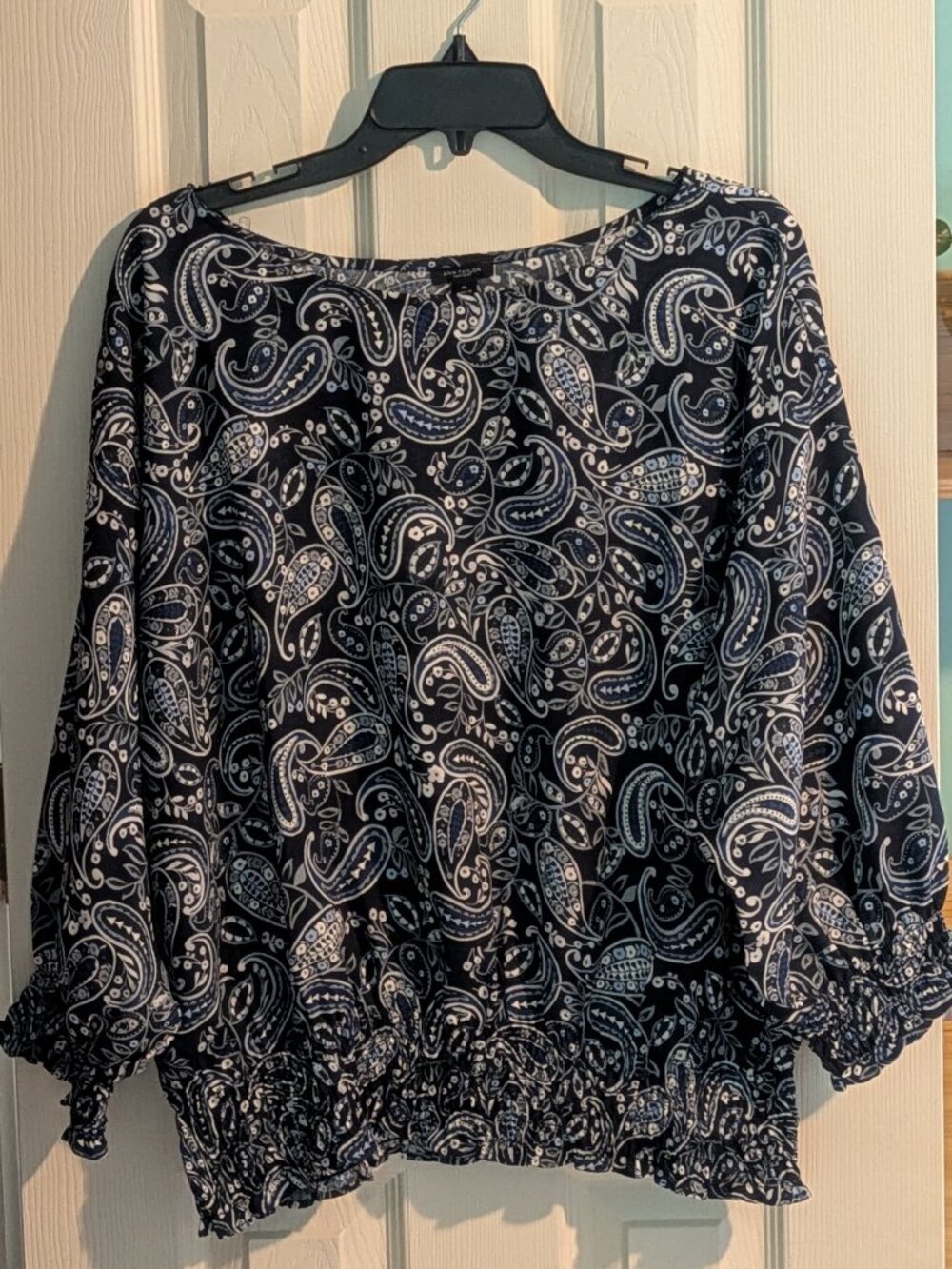 NWT Ann Taylor Paisley Smocked Waist Blouse